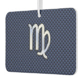 Virgo Sign auf Blue Carbon Fibre Print Style Autolufterfrischer (Links)