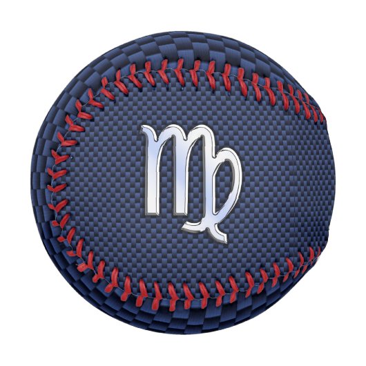 Virgo Sign auf Blue Carbon Fibre Print Style Baseball (Vorderseite Links)
