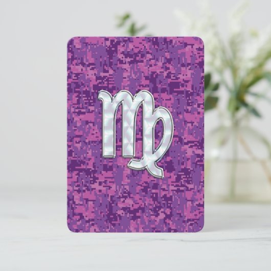Virgo Sign auf Pink Fuchsia Digital Camouflage (Stehend Vorderseite)