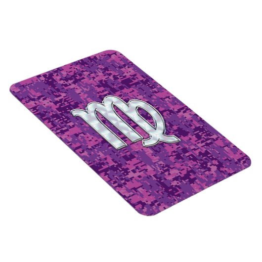 Virgo Sign auf Pink Fuchsia Digital Camouflage Magnet (Rechte Seite)