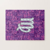 Virgo Sign auf Pink Fuchsia Digital Camouflage Puzzle (Horizontal)