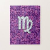 Virgo Sign auf Pink Fuchsia Digital Camouflage Puzzle (Vertikal)