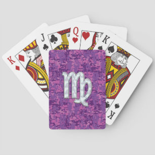 Virgo Sign auf Pink Fuchsia Digital Camouflage Spielkarten