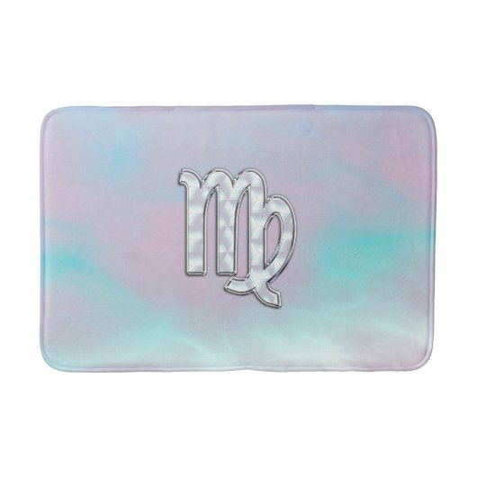 Virgo Sign on Pastels Mutter Perlenstil Print Badematte (Vorderseite)