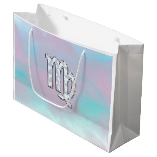 Virgo Sign on Pastels Mutter Perlenstil Print Große Geschenktüte (Vorderseite Schrägansicht)