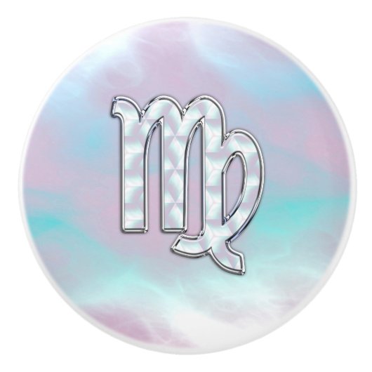 Virgo Sign on Pastels Mutter Perlenstil Print Keramikknauf (Vorderseite)