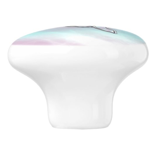 Virgo Sign on Pastels Mutter Perlenstil Print Keramikknauf (Seitenansicht)