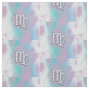 Virgo Sign on Pastels Mutter Perlenstil Print Stoff