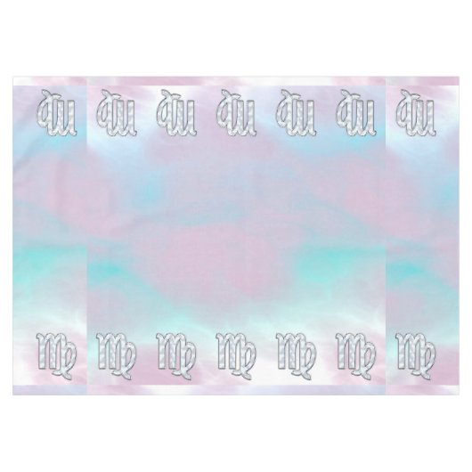 Virgo Sign on Pastels Mutter Perlenstil Print Tischdecke (Vorderseite (Horizontal))