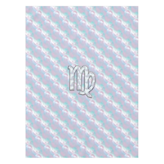 Virgo Sign on Pastels Mutter Perlenstil Print Tischdecke (Vorderseite)