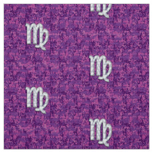 Virgo Sign Pink Fuchsia Digital Camouflage Style Stoff