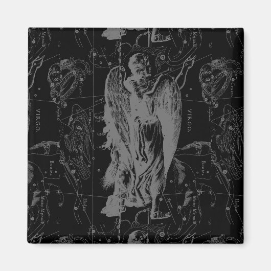 Virgo Sign Sternbild Hevelius Black Decor Magnet (Vorne)