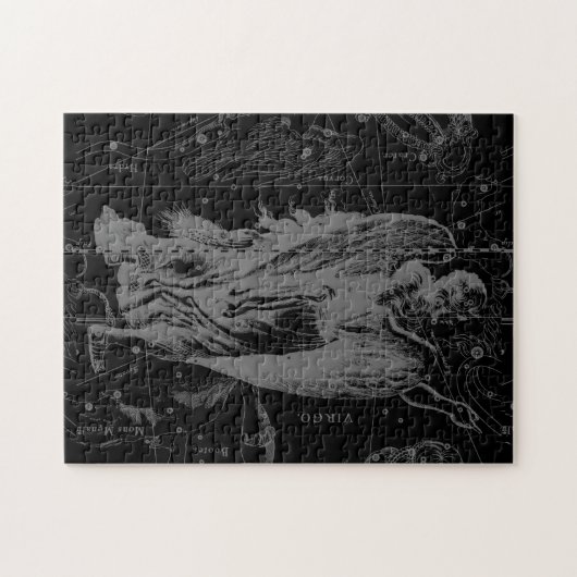 Virgo Sign Sternbild Hevelius Black Decor Puzzle (Horizontal)