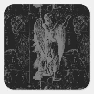 Virgo Sign Sternbild Hevelius Black Decor Quadratischer Aufkleber