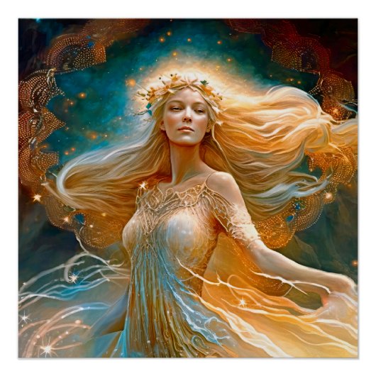 Virgo Star Sign Goddess, Celestie Being, Zodiac Poster (Vorderseite)