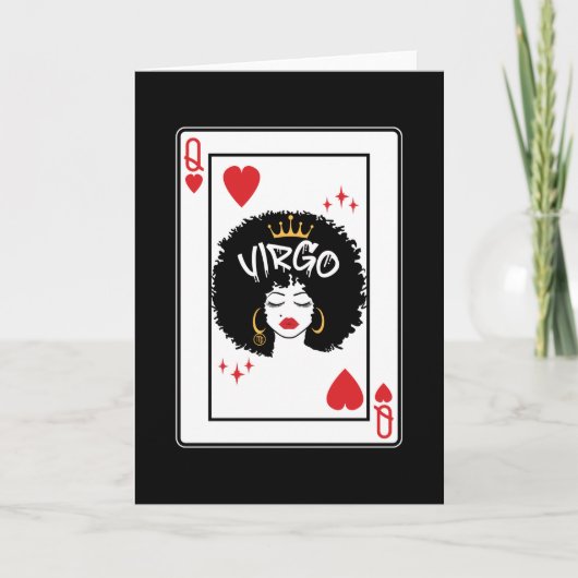 Virgo Star Sign Melanin Black Queen of Hearts Karte (Vorderseite)
