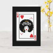 Virgo Star Sign Melanin Black Queen of Hearts Karte (Gelbe Blume)