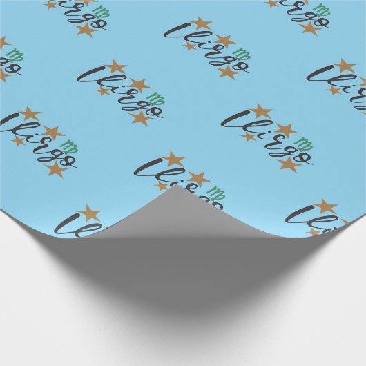 Virgo Star Sign Wrapping Paper Blue Background Geschenkpapier (Ecke)