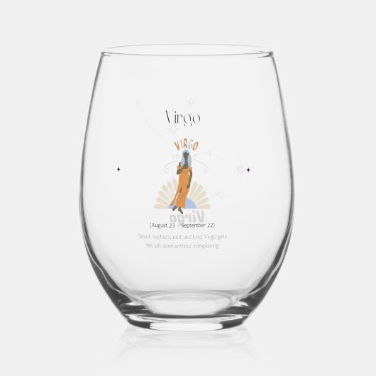 Virgo Stemless, Zodiac, Konstellation Weinglas Ohne Stiel (Vorderseite)