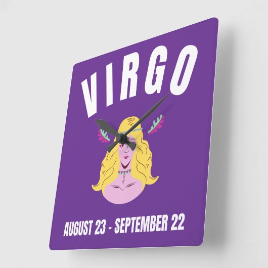 Virgo-Sternzeichen Quadratische Wanduhr (Winkel)