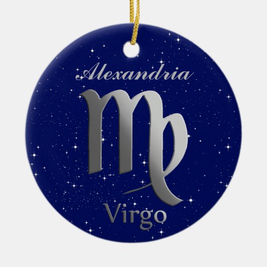 Virgo Sun Zeichen mit Name Keramik Ornament (Vorne)