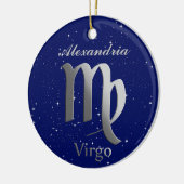 Virgo Sun Zeichen mit Name Keramik Ornament (Links)
