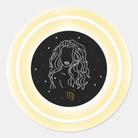 Virgo Symbol – Minimal Astrology Emblem Runder Aufkleber (Vorderseite)