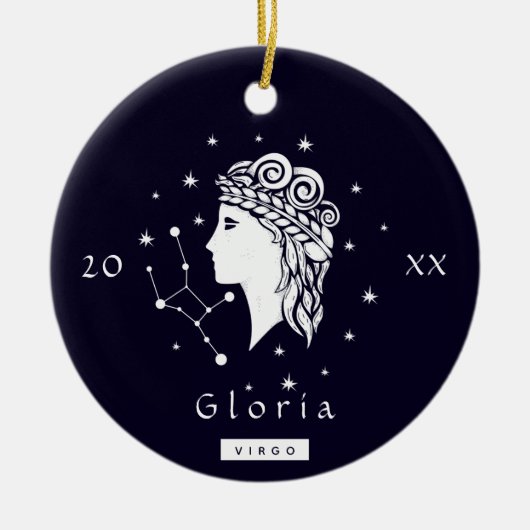 Virgo Symbol Zodiac Birthday Star Sign Name Year Keramik Ornament (Vorne)