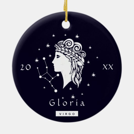 Virgo Symbol Zodiac Birthday Star Sign Name Year Keramik Ornament (Hinten)
