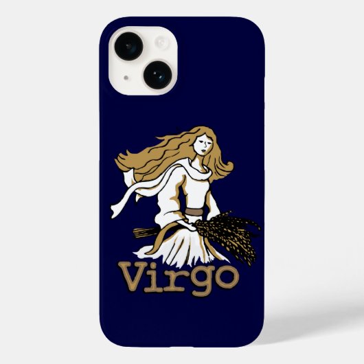 Virgo The Maiden zodiac blue golden Case-Mate iPhone Hülle (Rückseite)