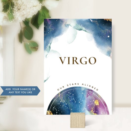 Virgo Tischnummer Signieren Celestial Watercolor C