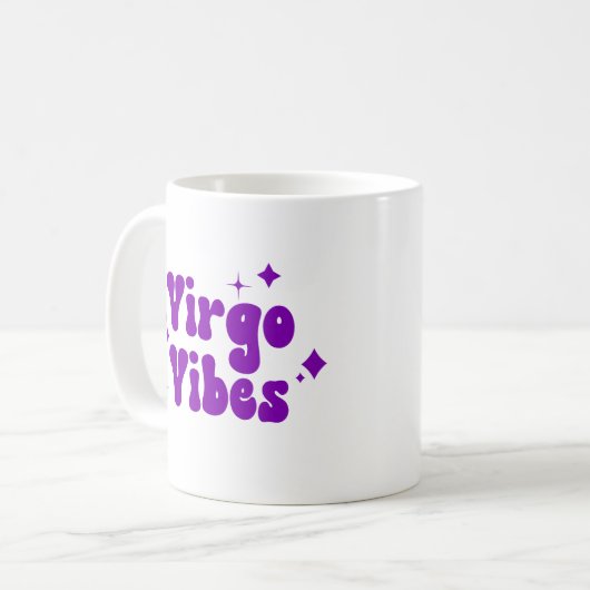Virgo Vibes Zodiac Astrologie Lila Stars Kaffee Kaffeetasse (Vorderseite Links)