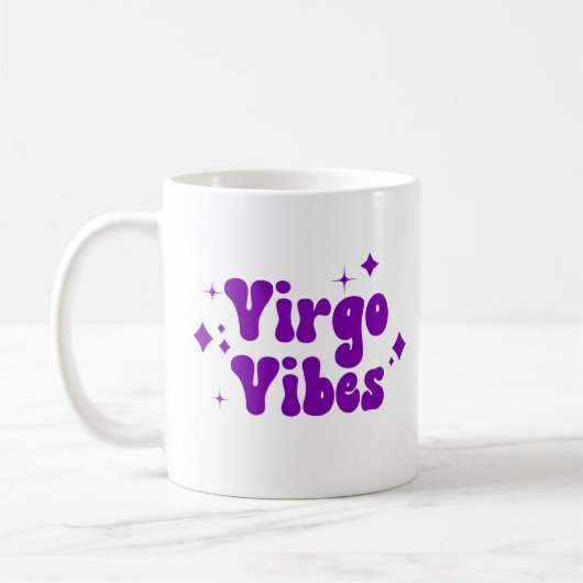 Virgo Vibes Zodiac Astrologie Lila Stars Kaffee Kaffeetasse (Links)