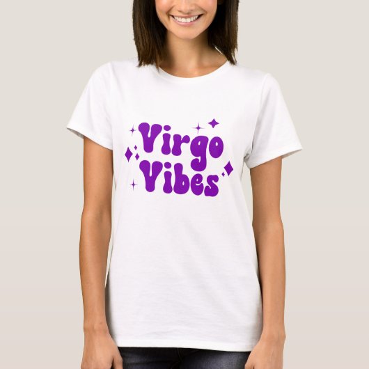 Virgo Vibes Zodiac Astrologie Lila Sterne T-Shirt (Vorderseite)