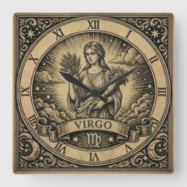 Virgo Vintage Zodiac Wall Clock Quadratische Wanduhr
