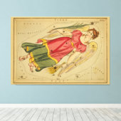 Virgo - Vintages Zeichen des Zodiakabbildes Leinwanddruck (Insitu (Holzboden))