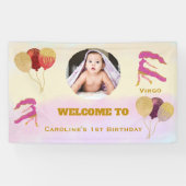 Virgo Wasserfarbe 1. Geburtstag Fotoschild Banner (Horizontal)