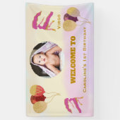 Virgo Wasserfarbe 1. Geburtstag Fotoschild Banner (Vertikal)