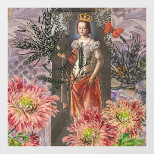 Virgo Woman Astrologie Whimsical Portrait Fensteraufkleber