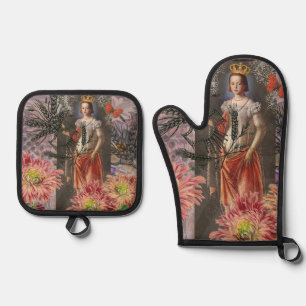Virgo Woman Astrologie Whimsical Portrait Ofenhandschuh & Topflappen-Set