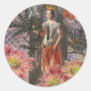 Virgo Woman Astrologie Whimsical Portrait Runder Aufkleber