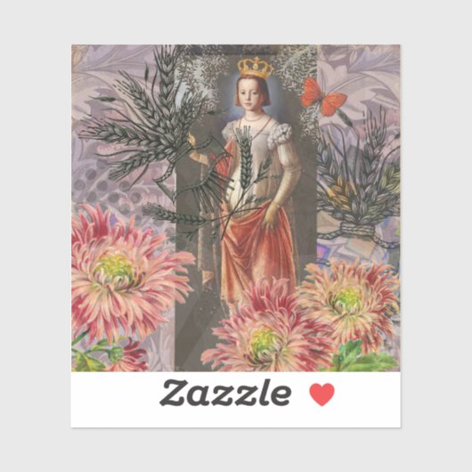 Virgo Woman Portrait Antique Colorful Rich Aufkleber (Blatt)