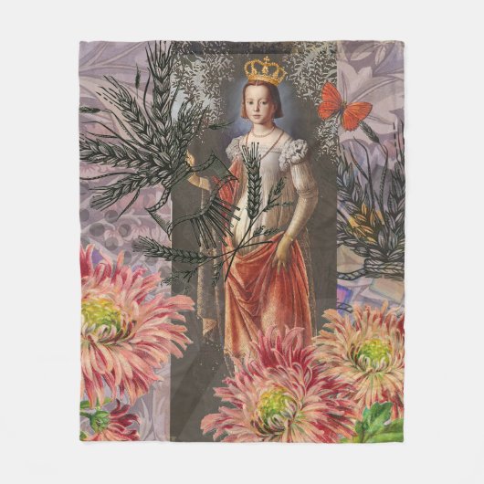 Virgo Woman Portrait Antique Colorful Rich Fleecedecke (Vorderseite)