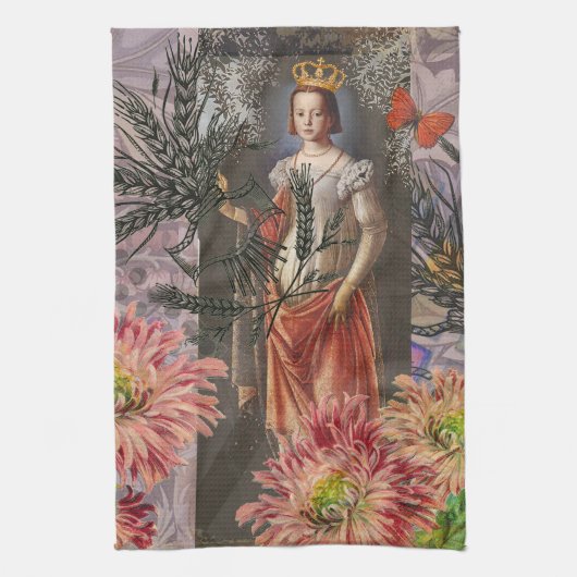 Virgo Woman Portrait Antique Colorful Rich Geschirrtuch (Vertikal)