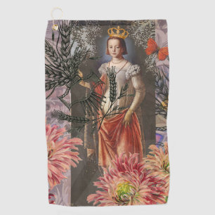Virgo Woman Portrait Antique Colorful Rich Golfhandtuch