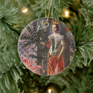 Virgo Woman Portrait Antique Colorful Rich Keramik Ornament