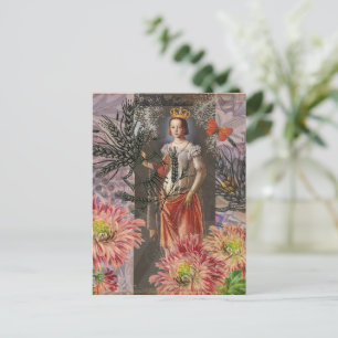 Virgo Woman Portrait Antique Colorful Rich Postkarte