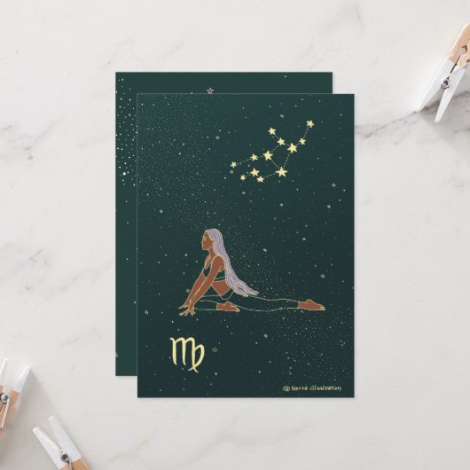 Virgo Yoga Girl Birthday Karte (Vorderseite/Rückseite Beispiel)