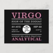 Virgo-Zeichen des Zodiaks, astrologisch Postkarte (Vorderseite)