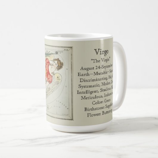 Virgo Zodiac Antique Astronomisches Diagramm Kaffeetasse (VorderseiteRechts)